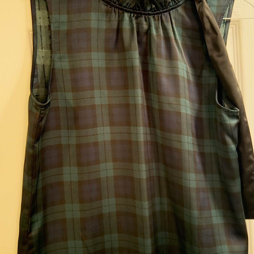 J crew Black Watch holiday Sleeveless Top